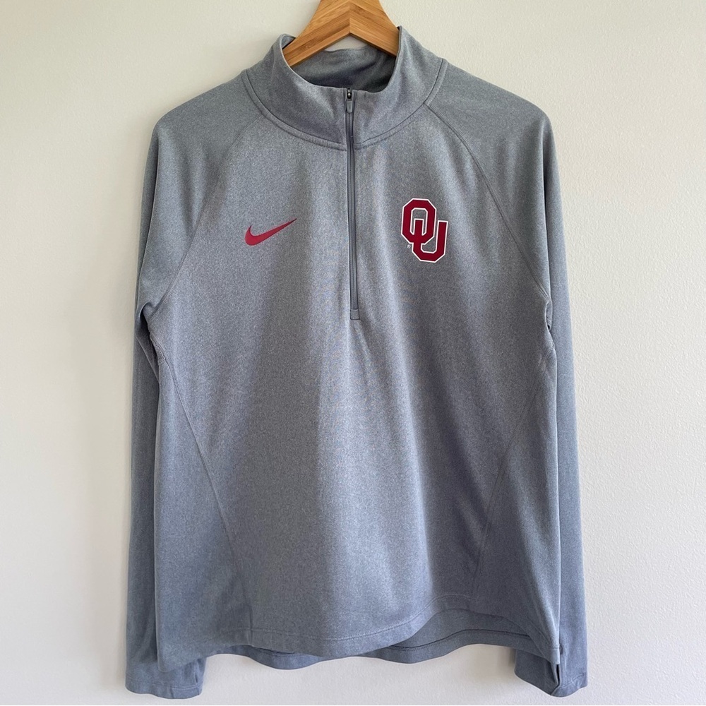 Oklahoma Sooners Nike Women's Gray Quarter-Zip Pullover Size Large